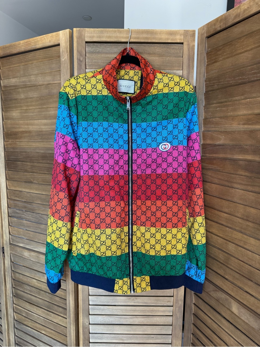 Gucci Multicolor Rainbow GG Stripe Zip-Up Jacket